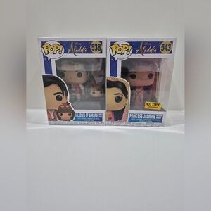 Funko POP! 538 Aladdin of Agrabah w/ Abu & 543 Princess Jasmine Desert Moon